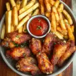 French Fries with Chicken Wings: The Ultimate Tantalizing Combo 5 Crispy french fries with chicken wings on a plate